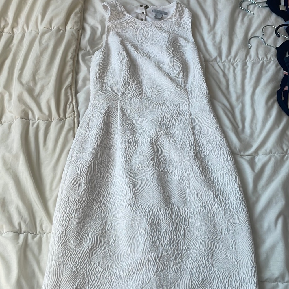 H&M white formal/work mini dress, textured